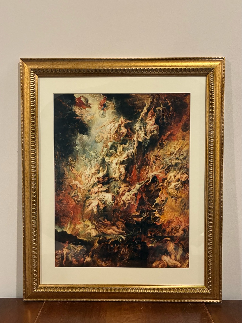 Rubens Fall of the Damned Framed Print 19x23 Rebel Angels Gold Baroque Wall Art